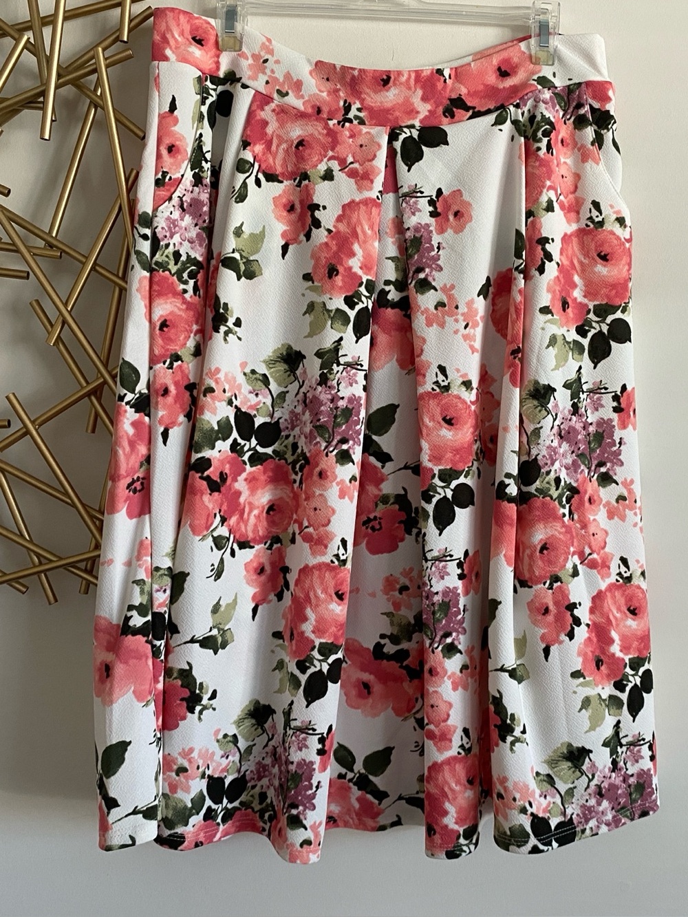 NWT Agnes & Dora Floral Print Pleated Midi Skirt with Pockets - Size XXL
